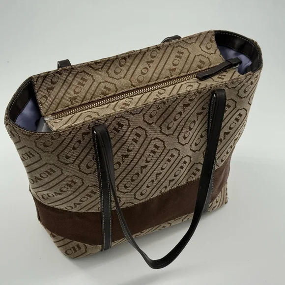 Vintage Coach Lozenge Tote Bag Beige Brown - Picture 4 of 9